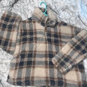 cropped, quarter zip sherpa (never worn)